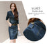 Slimming Women's Denim Dress Medium Length Short Sleeves Smooth Silhouette